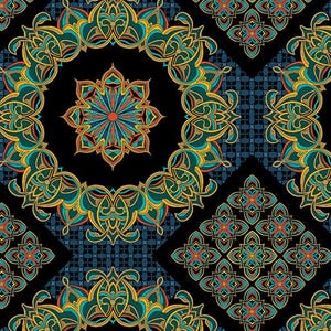 Magical Medallion in Multi from the Moon and Sun Collection by David Galchutt for Bernatex  - 100% Cotton