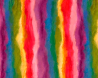 Wavy Stripe in Multi - Rainbow Rose Collection for QT Fabrics - 100% Cotton