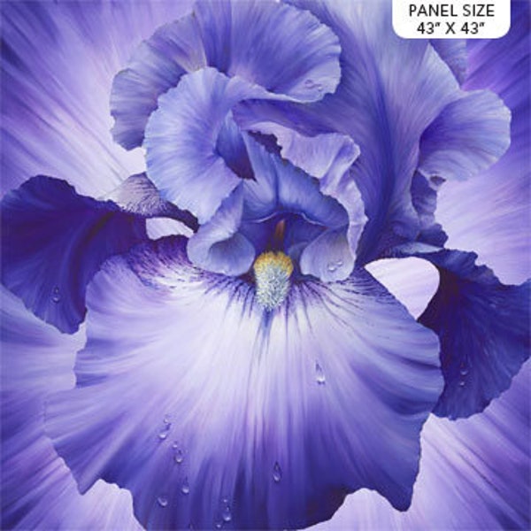 Bearded Iris LARGE FABRIC PANEL in Amethyst from Lush Collection for Northcott Fabric - 100% High Quality Quilt Shop Cotton- 43"x43"