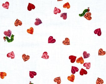 The Very Hungry Caterpillar Falling Hearts Fabrics by Eric Carle's I Love You Collection