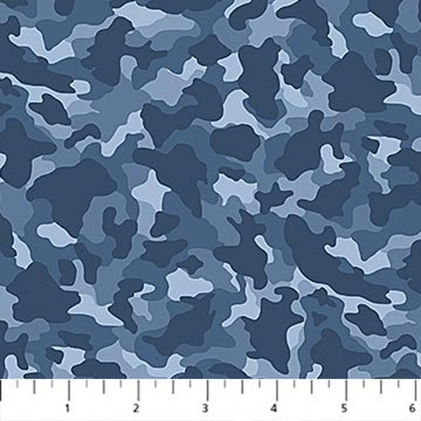 Naval Camouflage in Blue from Crazy for Camo Collection By Northcott Fabric- Military - 100% High Quality Quilt Shop Cotton