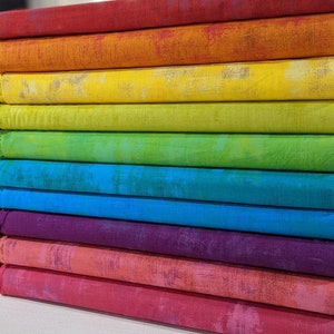 Vivid Vibrant Rainbow Grunge FABRIC BUNDLE SET from Moda Fabrics - 10 Fabrics Total - 100% Cotton