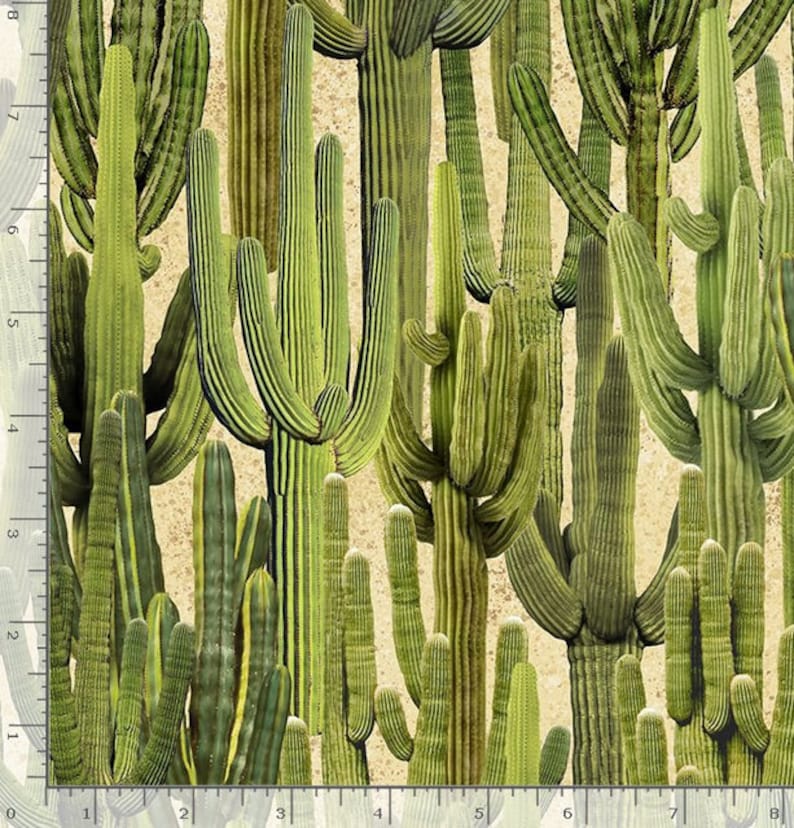 Realistic Saguaro Cactus from Southwest Collection by Timeless Treasure Fabric You Choose Cut