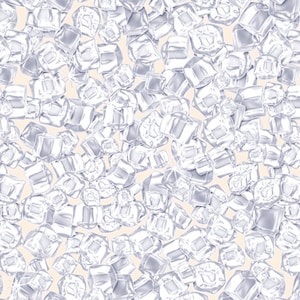 Puede incluir: Un patrón sin costuras de cristales transparentes que parecen hielo sobre un fondo beige claro. Los cristales están dispuestos en un patrón aleatorio y superpuesto, creando una sensación de profundidad y textura.
