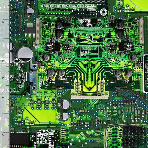 Gamer Computer CIRCUIT Board from Math & Science Collection by Timeless Treasures Fabric