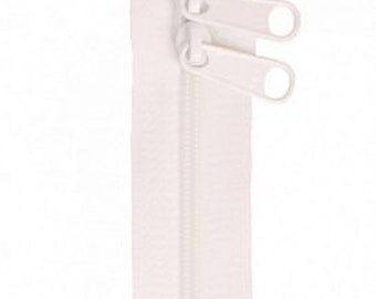 30" White DOUBLE-SLIDE Handbag Zipper from Patterns By Annie