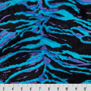 MINKY EXTRA PLUSH - Luxe Cuddle® Seal Tiger in Rave Blue Furry Fabric from Shannon Fabrics- 15mm Pile