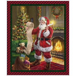 Santa Panel 36&quot; by 43&quot; from the Checking it Twice Collection by ©Marcello Corti for QT Fabrics- 100% Cotton