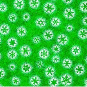 May include: A green background with a pattern of white snowflakes. The snowflakes vary in size and design, creating a festive and wintery aesthetic. The image is suitable for holiday-themed products.