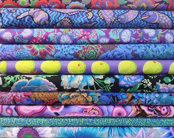Kaffe Fassett Collective 2021 - COOL BUNDLE SET From Free Spirit Fabric- 10 Fabrics Total- 100% High Quality Quilt Shop Cotton