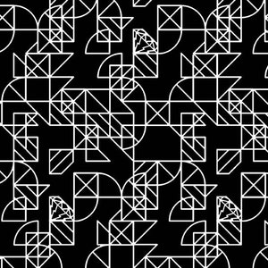 Pony Boy Geometric in Black from Century Prints Dear Diary Collection by Libs Elliott for Andover- 100% High Quality Quilt Shop Cotton