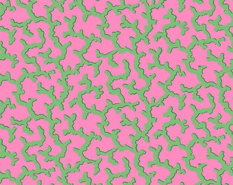 Koraal in groen uit de Kaffe Fassett Collective-collectie februari 2024 van Free Spirit Fabric 100% katoen