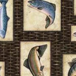 Fish Patch in Brown from the Fish Tails Collection by ©Dan Morris for QT Fabrics - 100% Cotton