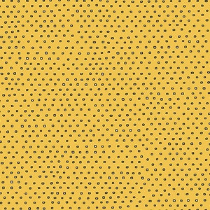 May include: A yellow background with a repeating pattern of small black squares.