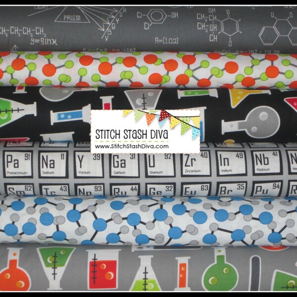 Science Fair FAT QUARTER Bundle from Robert Kaufman - 6 Fabrics