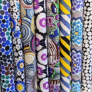 Kaffe Fassett BUNDLE SET in Contrast From Free Spirit- 8 Fabrics Total- 100% High Quality Quilt Shop Cotton.  Patterns May Vary from Photo.