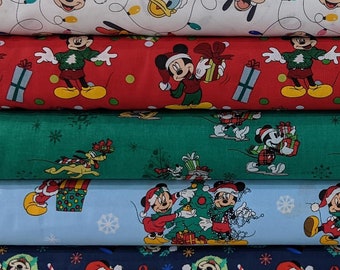 Mickey Mouse Christmas BUNDLE SET from Disney Collection - Minnie, Goofy, Donald, Daisy, Pluto - 5 Fabrics Total 100% Cotton
