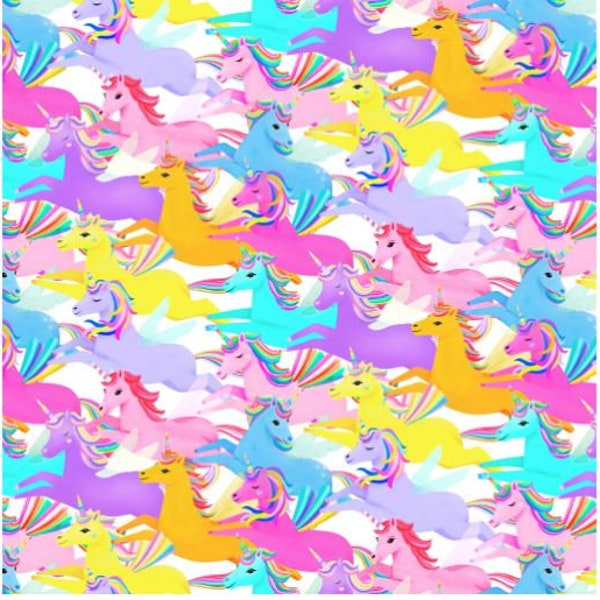 Unicorn Love Digital Rainbow Unicorns Multi Color - Clothworks