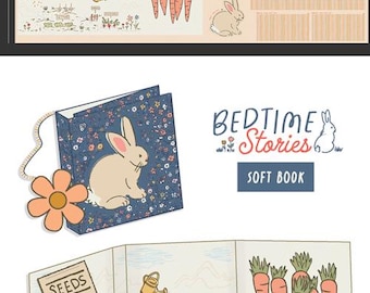 アートギャラリーファブリックス、エリザベス・チャペル作「ベッドタイムストーリーズコレクション」より「Once Upon A Storybook」パネル - 綿100%