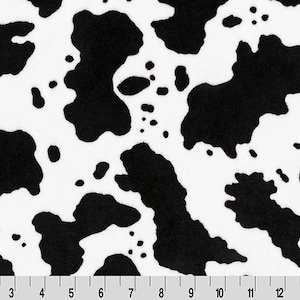 Pelúcia macia Cow Moo Cuddle® preta e branca da Shannon Fabrics - pelo de 3 mm - Escolha o seu corte