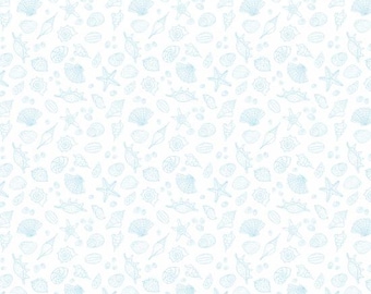 Sea Shells in Blue from the Beach Vista Collection by Paul Brent for Elizabeth's Studio