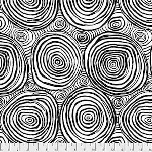 Kaffe Fassett- Onion Ring Circles in Black and White From Kaffe Fassett Collective Classics Collection by FreeSpirit Fabric