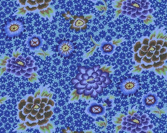 Kaffe Fassett Fabric by the Yard- Charlotte Flowers in Blue From Kaffe Fassett Collective Classics Collection by FreeSpirit Fabric