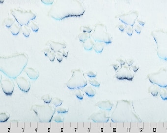 EMBOSSED PAW MINKY - Luxe Cuddle® Dog Cat Prism Paws in Nautical Blue Luxury Plush from Shannon Fabric - You Choose the Cut