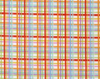End of Bolt - 39" (1 yard 3") FLANNEL Fabric- Skinny Plaid in Multi from Welcome to the Jungle Collection by 3 Wishes- 100% Cotton Flannel