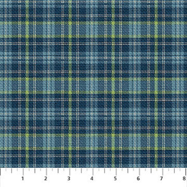 Great Outdoors Blue Plaid from Hooked Collection for Northcott- 100% Quilt Shop High Quality Cotton- You Choose the Cut