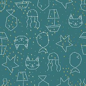Constellations in Dark Blue from the Sky Adventures Collection by Paintbrush Studios - 100% Cotton Fabric