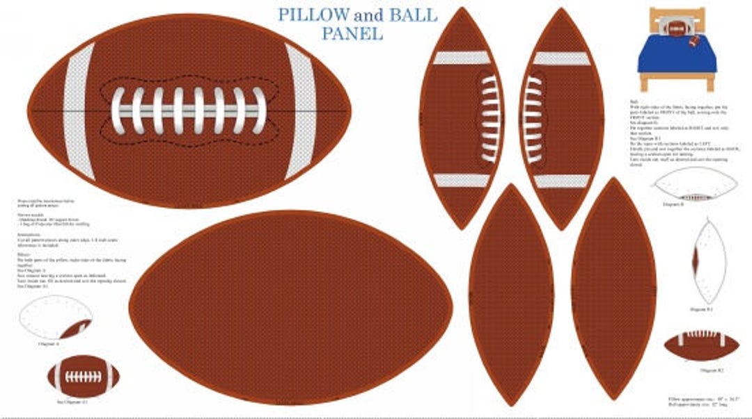 Football Pillow and Ball 23.5x44 Panel by Etsy