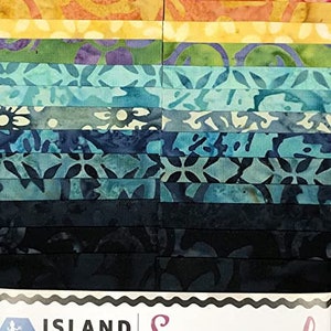 Jelly Roll - Savannah Strips Stack from Island Batiks - 40 Pieces 2.5 inches x 44 inches- 20 Different Designs