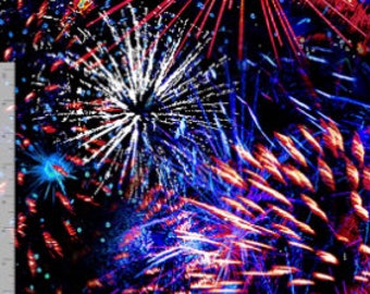 Fuochi d'artificio del 4 luglio dalla collezione We the People di Timeless Treasures - Tessuto 100% cotone Quilt Shop