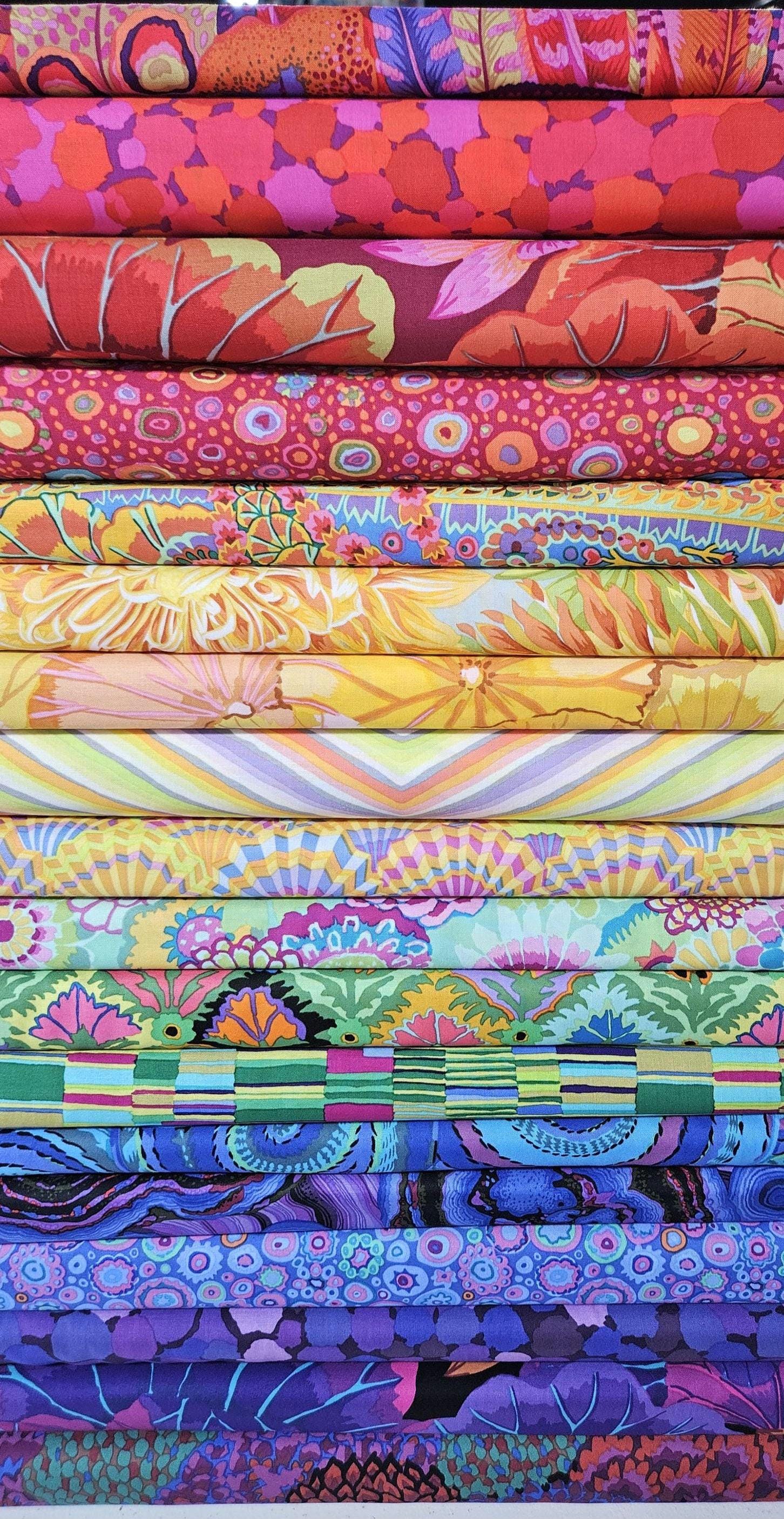 Kaffe Fassett SUPER BUNDLE SET From Free Spirit - 18 Fabrics Total - 100% High Quality Quilt Shop Cotton- Patterns May Vary Slightly