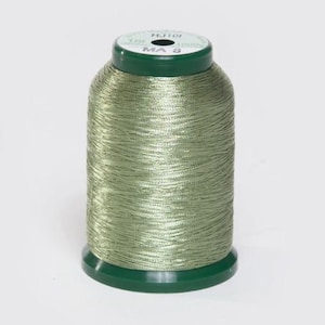 King Star Pale Green Metallic Embroidery Thread - 1,000 Meter Spool 40 wt.