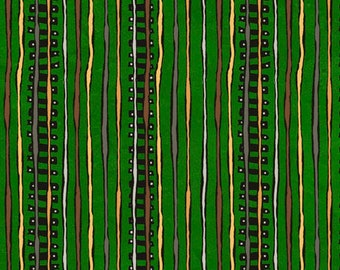 Steampunk Railroad Stripe in Green - Steampunk Express Collection by ©Desiree’s Designs for QT Fabrics - 100% Cotton