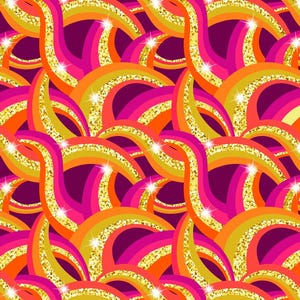 Disco Rainbow in Multi with Gold Metallic from the Disco Collection from Lewis & Irene Fabrics - 100% Cotton