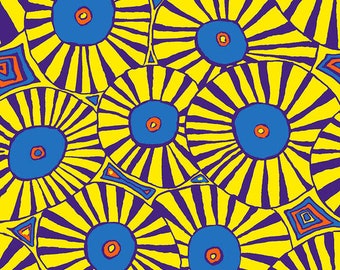 Kaffe Fassett - Brollies in Yellow & Blue from the Kaffe Fassett Collective by Free Spirit Fabric 100% Cotton Fabric