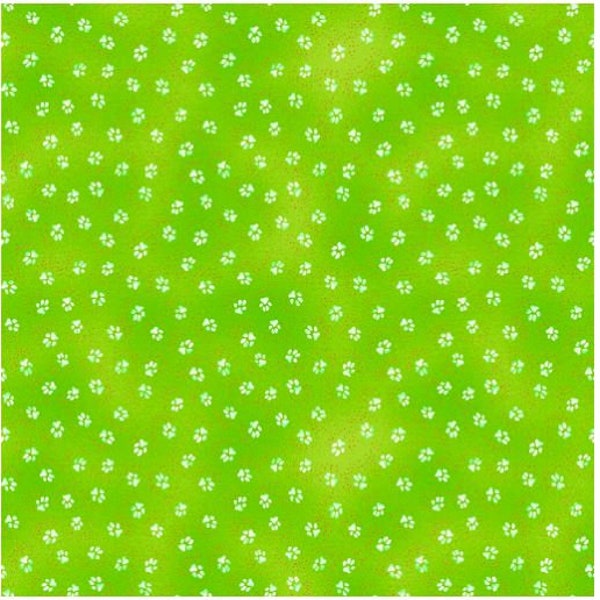 Kindred Canines Paw Prints Dark Lime Metallic by Laurel Birch for Clothworks