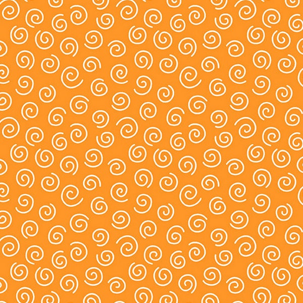 Curls Orange from Pen Pals Collection by Kim Schaefer for Andover Fabrics