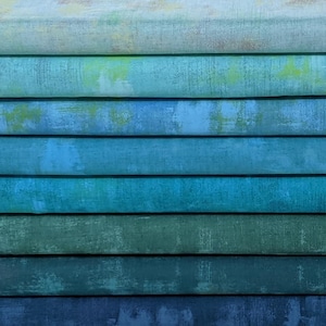 Grunge in Lagoon FABRIC BUNDLE SET from Moda - 8 Fabrics Total- 100% High Quality Quilt Shop Cotton