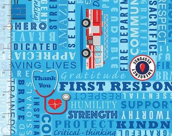 SVENDITA - Everyday Heroes First Responder Blue di Timeless Treasures - Tessuto 100% cotone