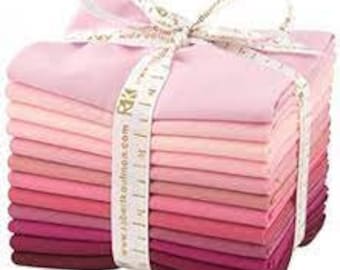 Kona Cotton Powder Room Pink FAT QUARTER Bundle From Robert Kaufman- 12 Fabrics Total