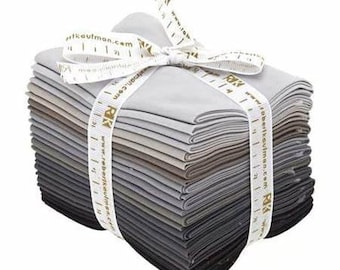 Fat Quarter Bundle 12pc KONA COTTON Gray Area Palette from Robert Kaufman 18" x 22"