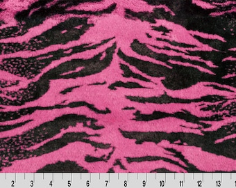 MINKY PLUSH - Luxe Cuddle® Seal Tiger in Raspberry Pink Furry Fabric from Shannon Fabrics