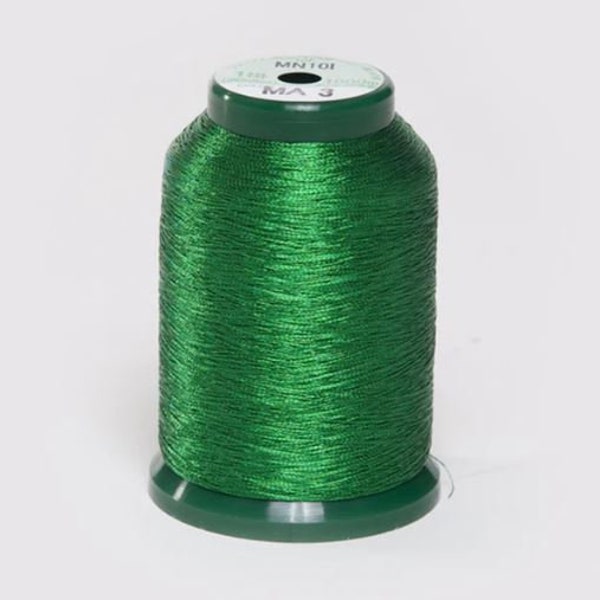 King Star Green Metallic Embroidery Thread - 1,000 Meter Spool 40 wt.