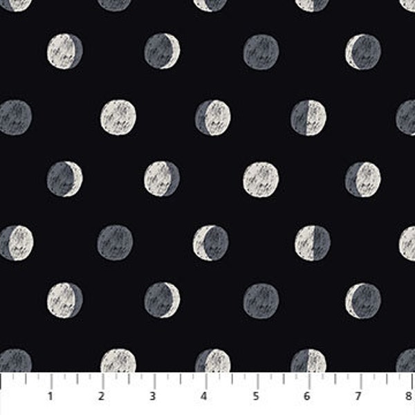 Moon Phases in Black from Figo Fabric's Celestial Collection by Yelena Bryksenkova - 100% Quilt Shop Cotton