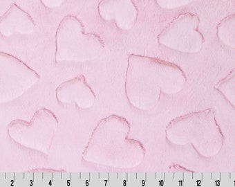 Luxe Cuddle® Hearts Blush MINKY From Shannon Fabrics 10mm Pile