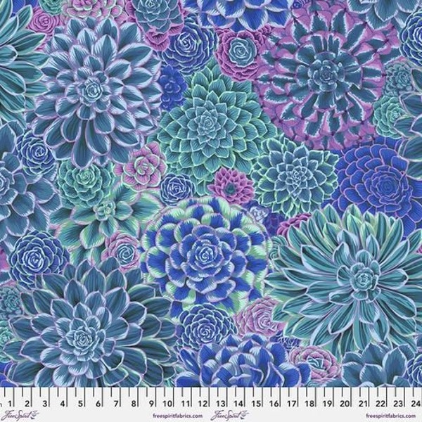 Kaffe Fassett - House Leeks in Blue from the Kaffe Fassett Collective by Free Spirit Fabric 100% Cotton Fabric